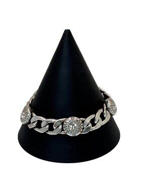 NEW Brighton Fortino Bracelet Silver Plated Crystal Curb Link 7" 8" Retired